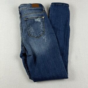 JUDY BLUE Los Angeles Women's 5/27 Distressed Skinny Fit‎ Stretch Denim Jeans
